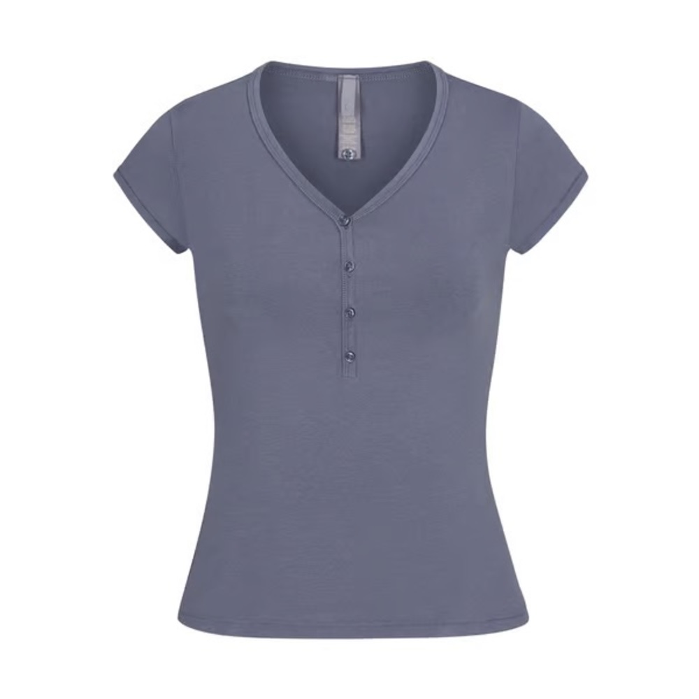 New Vintage Henley T-Shirt- Steel Blue (discontinued)